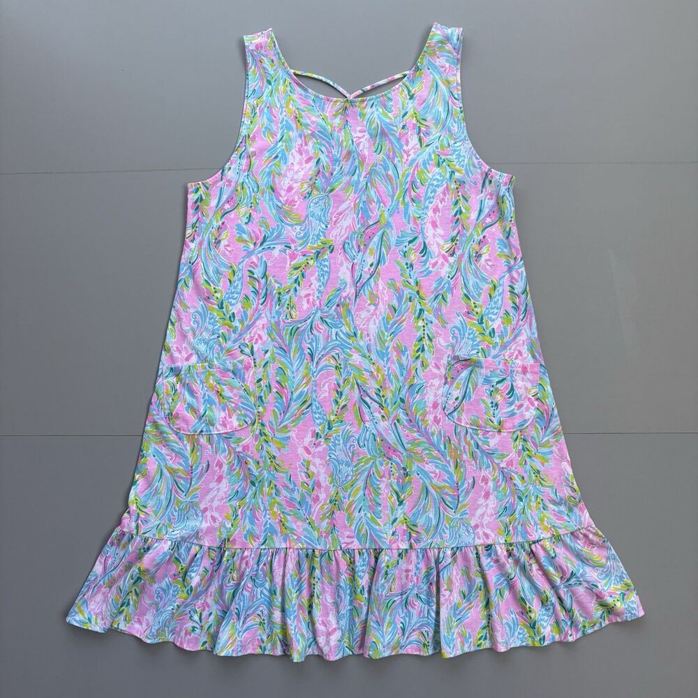 Lilly Pulitzer Pastel Pink Green Blue Floral Midi Dress - Picture 4 of 13